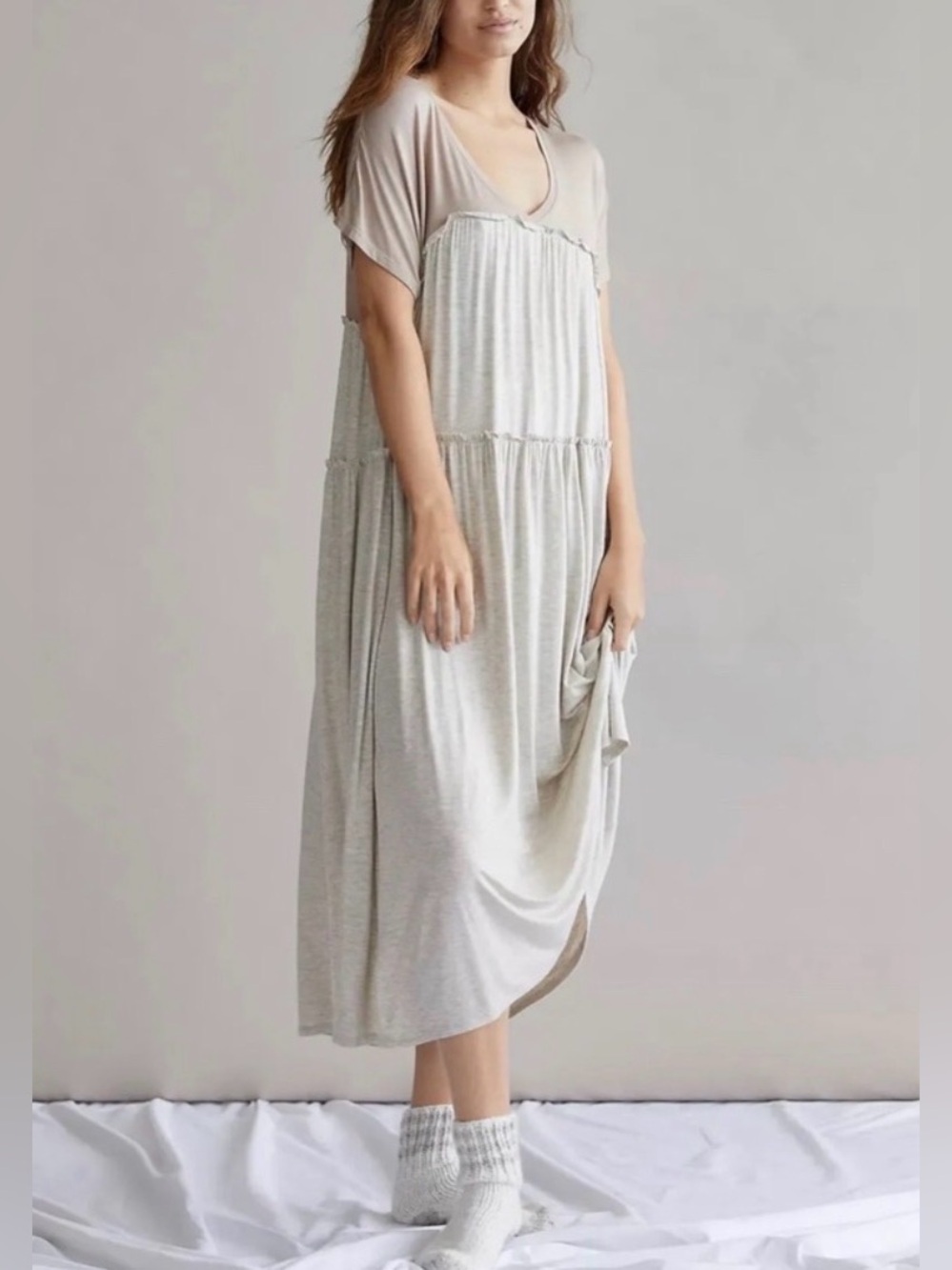 Anthropologie - Saturday Sunday Two Toned Bobbie Tiered Knit Midi Dress Size XS